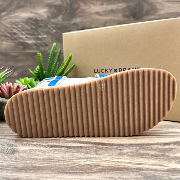 NIB Lucky Brand Imbae Strappy Platform Wedge Sandal Classic Blue Textile 8.5M - Picture 8 of 11